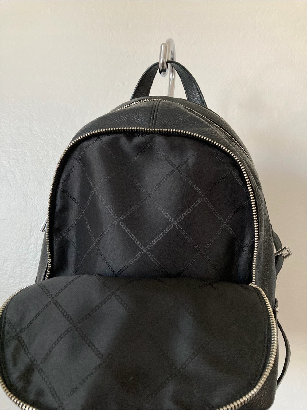 Michael Kors Rhea Black Pebble Leather Backpack - Picture 7 of 7